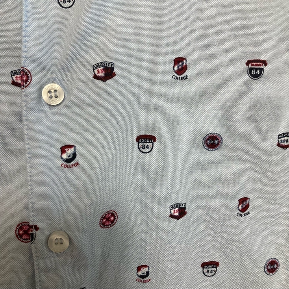 boys boboli 10 varsity printed cotton button down dress shirt preppy elbow patch - Picture 7 of 12